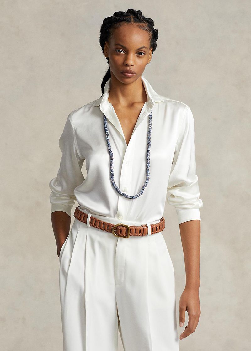 Koszula Polo Ralph Lauren Damska Białe Mulberry Silk 839405-FSY